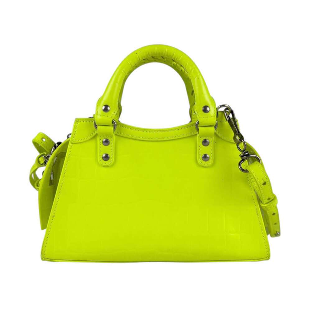 Balenciaga Neo Classic City Handbag Shoulder Bag Embossed Leather Neon Green - Picture 2 of 4